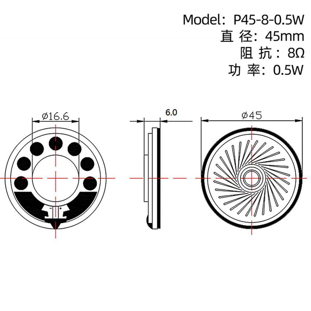 Ultra Thin Micro Speaker 45mm Diameter, 8 Ohms, 0.5W, for Electronic Toys, Mini