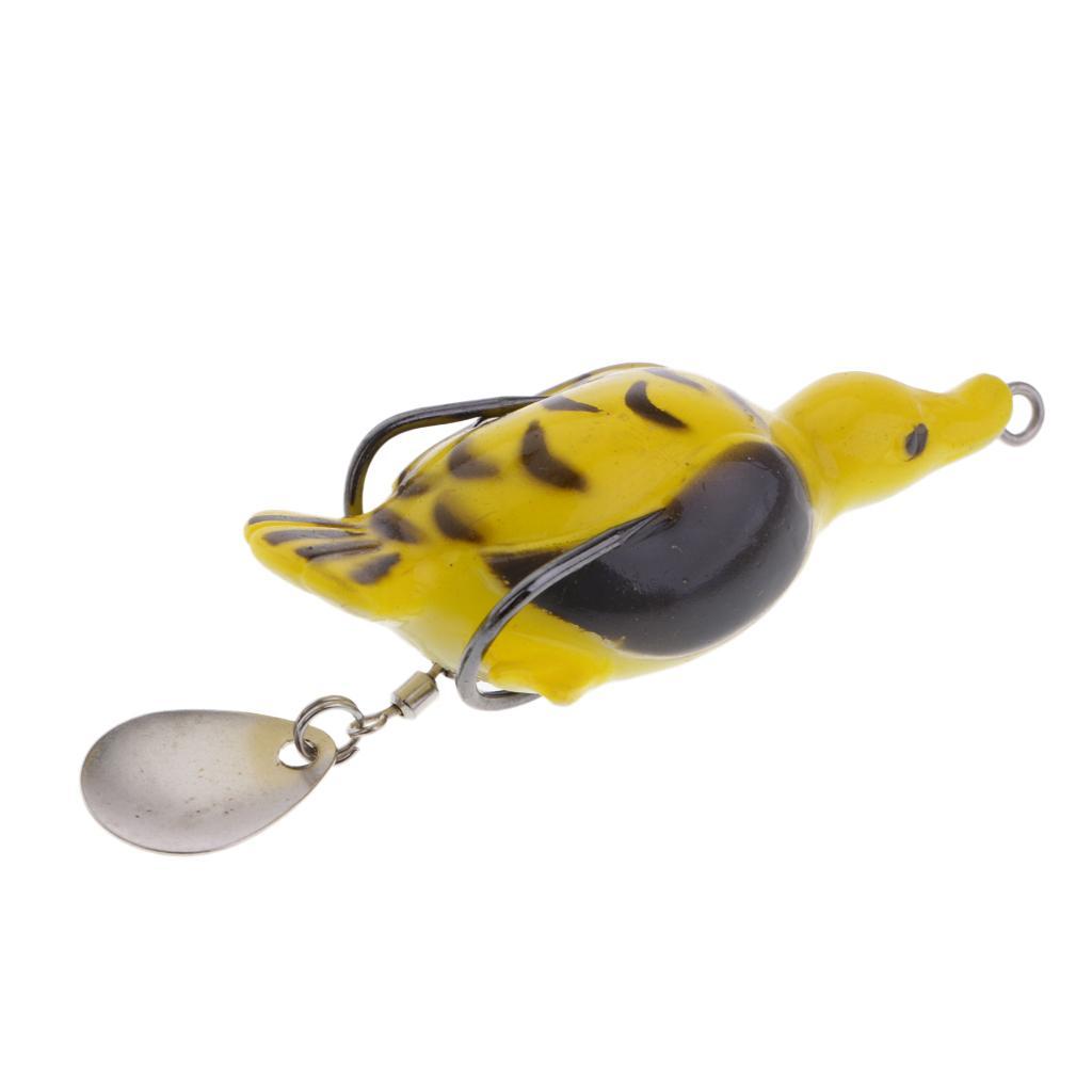 2pcs Plastic Fishing Lure Bait Life-like Duck Spoon Lures Hook Baits Tackle Green, Yellow
