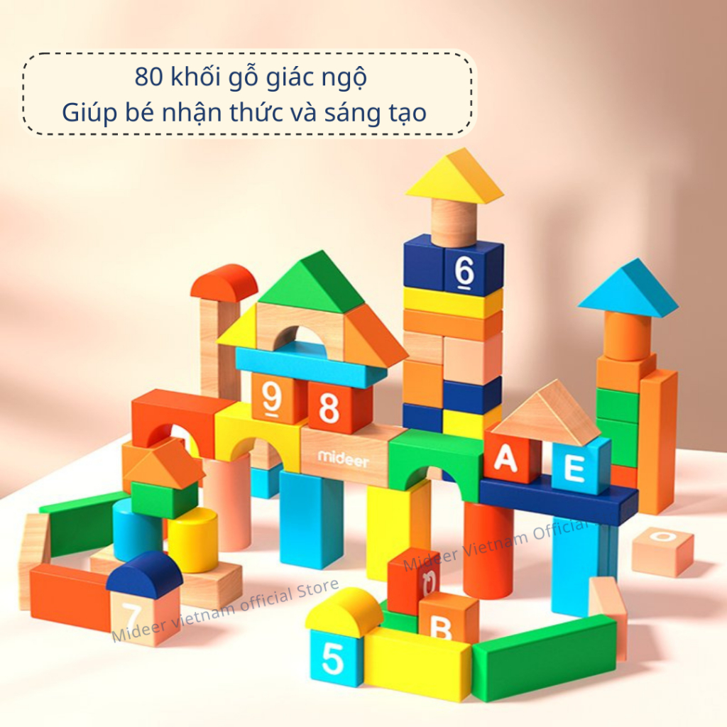 Đồ chơi gỗ thông minh Mideer Creative Building Blocks , Đồ chơi trí tuệ dành cho bé từ 1,2,3,4,5,6,7 tuổi