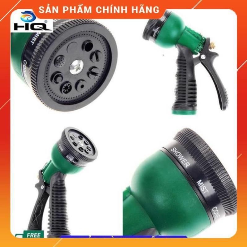 Vòi xịt rửa xe,Vòi phun nước tưới cây tăng áp thông minh 8 chế độ 815576-1 (cút vàng,nối xanh - dây xám)