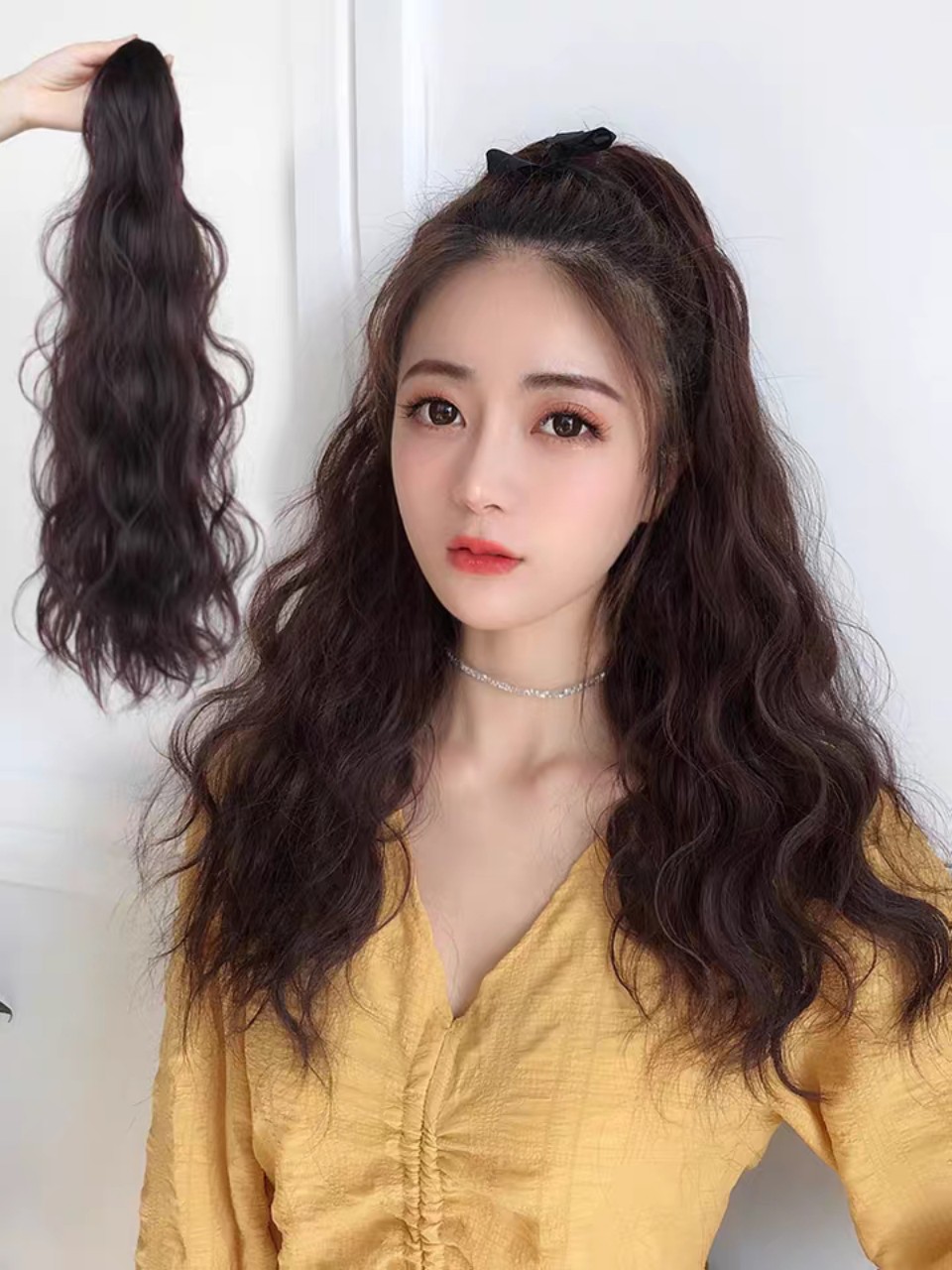 Tóc giả cột xù mì siêu xinh. Giống y tóc thật và đẹp hơn tóc thật. Chất tóc tơ loại 1 có thể dùng nhiệt để bấm uốn , duỗi gội thoải mái