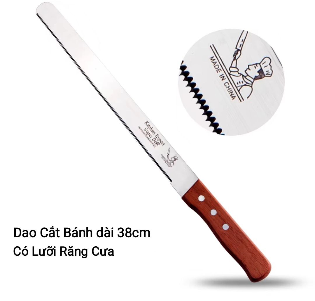Dao Cắt Bánh Mì Bánh Ngọt Bánh Sinh Nhật ,Răng Cưa Tay Cầm Gỗ 38cm