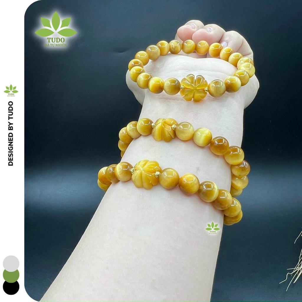 Vòng Tay Nữ Đẹp - Vòng Phong Thủy Mệnh Thổ, Kim TUDO VCVMHVT AU10K Charm Cỏ 4 Lá May Mắn B13K700
