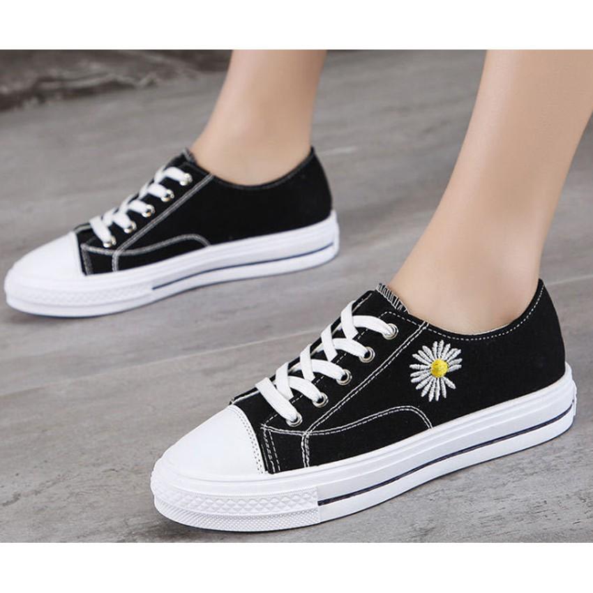 GIÀY NỮ, GIÀY SNEAKER THẤP CỔ THÊU HOA CÚC TNX 24