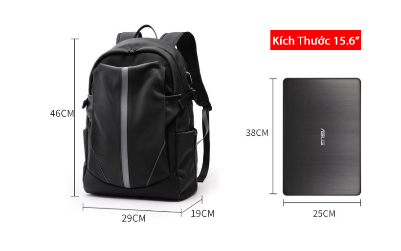 Balo Laptop 15.6 Inch Reeyee 1051 - Phản Quang, Nhiều Ngăn Đa Dụng - Hàng Chính Hãng