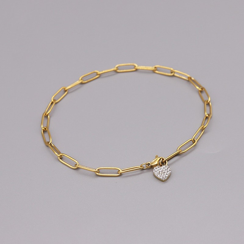 Lắc Chân Dây Xích Trái Tim Titan Ko Đen TT 3353
