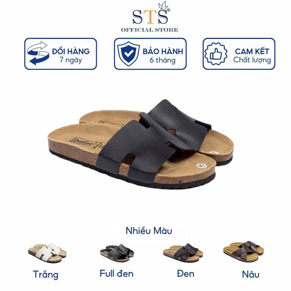 Dép đế trấu nam nữ Da PU unisex birken cao cấp xuất khẩu quai ngang chữ H êm chân thoải mái,đi chơi đi du lịch STPU04