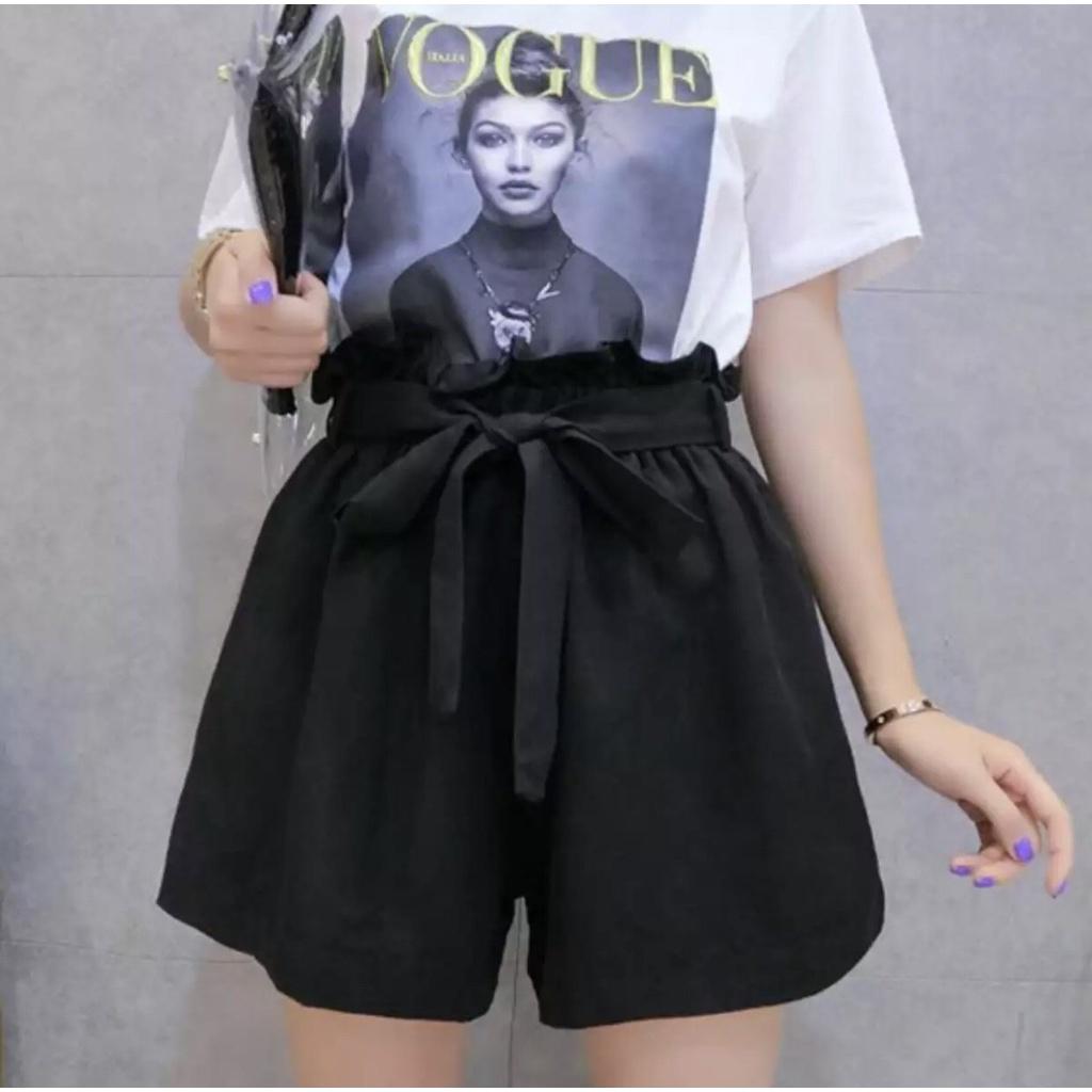 Quần SHORT LƯNG BÈO phối THẮT NƠ lưng thun co giãn chất liệu kate xinh xắn