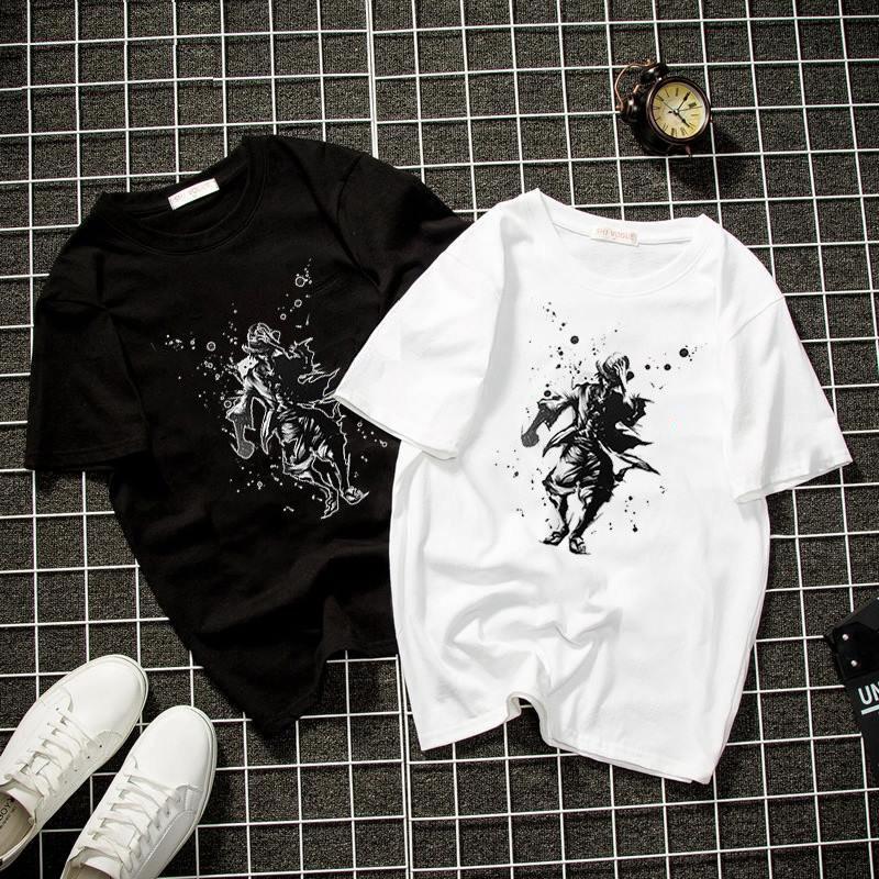 Áo thun unisex form rộng họa tiết hoạt hình vải dày mịn 2019T1769