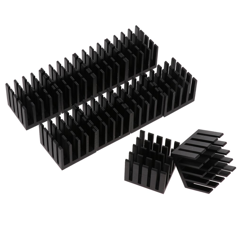 Kokiya 10 Miếng Đen Làm Mát Mô Đun, 0.8X0.8X0.6 Inch Tản Nhiệt Nhôm Tản Nhiệt Làm Mát Vây Cho Đèn LED Công Suất Cao Khuế