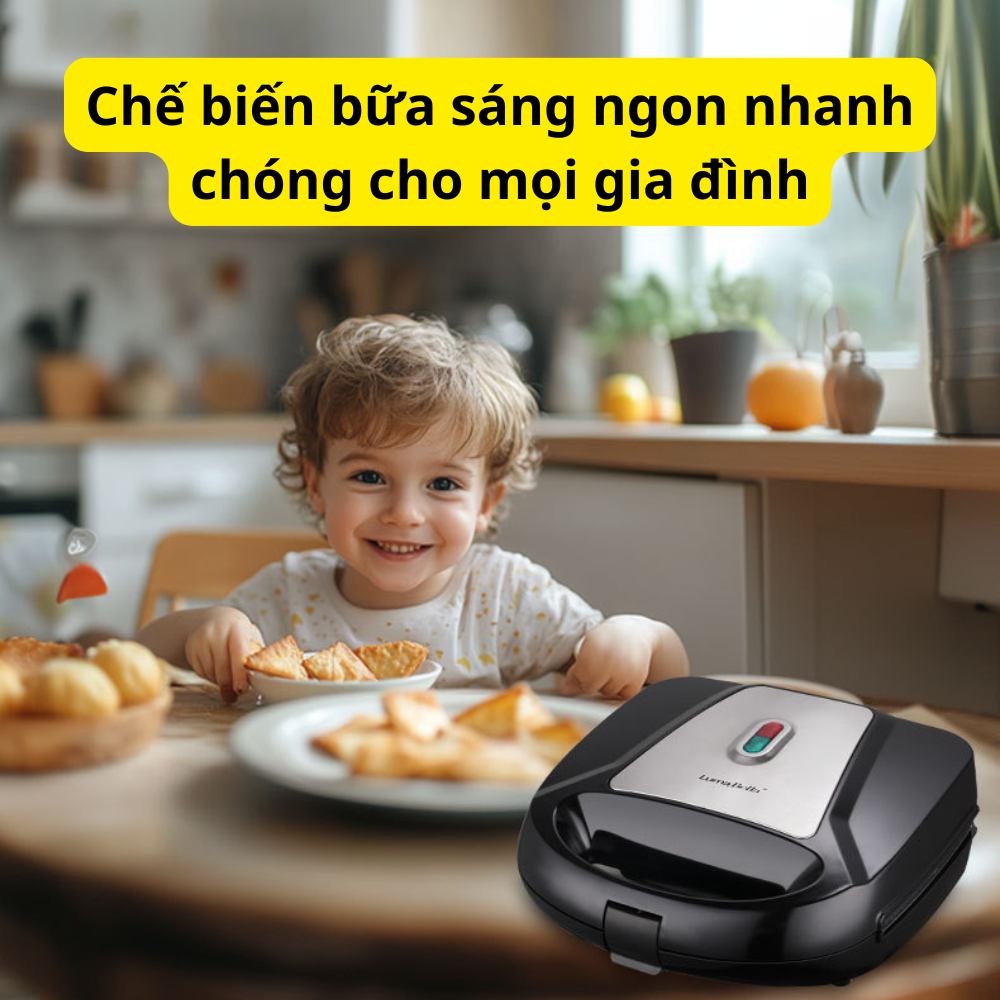 Máy kẹp nướng bánh mì Lumabella LB-58055 đa năng 10IN1, công suất cao 800W, khay nướng chống dính tháo rời, tiện dụng, dễ dùng - DELIYA - HÀNG CHÍNH HÃNG