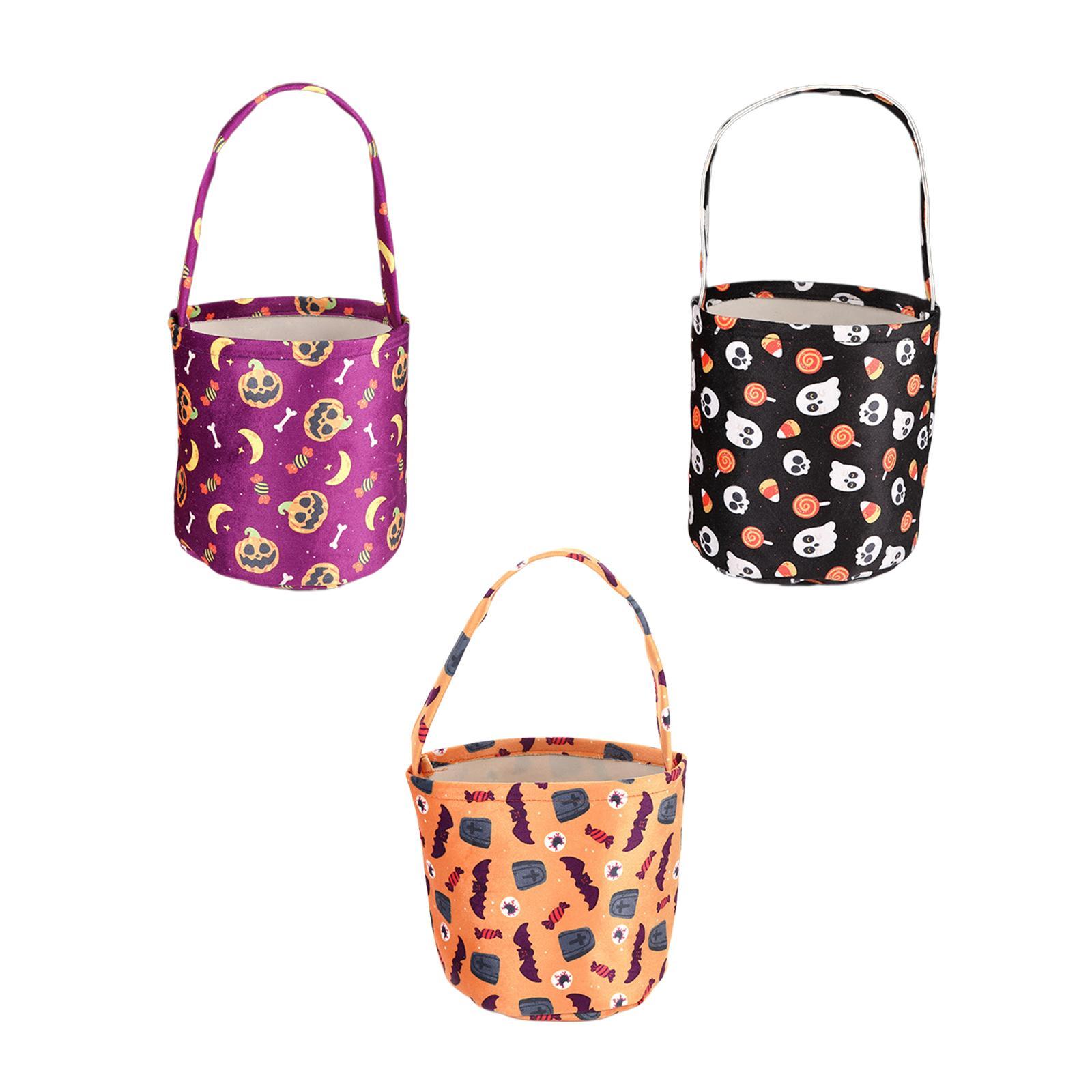 3x Halloween Party Candy Bag, Candy Bucket, Portable Candy Tote Bucket, Halloween Bags Decor