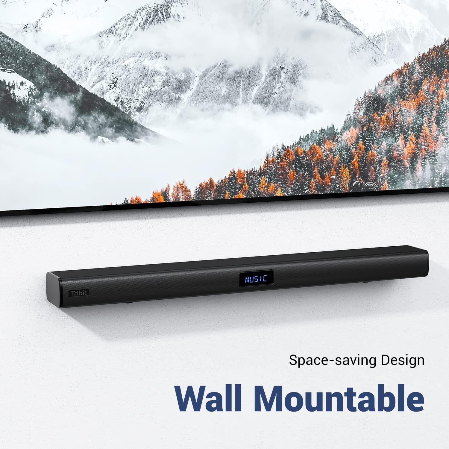 Tribit 38 inch 100W Soundbar cho TV: 2.2CH với 6 loa tích hợp, Bluetooth 5.0 hoặc AUX/USB/HDMI kết nối hệ thống nhà hát tại nhà Color: Black