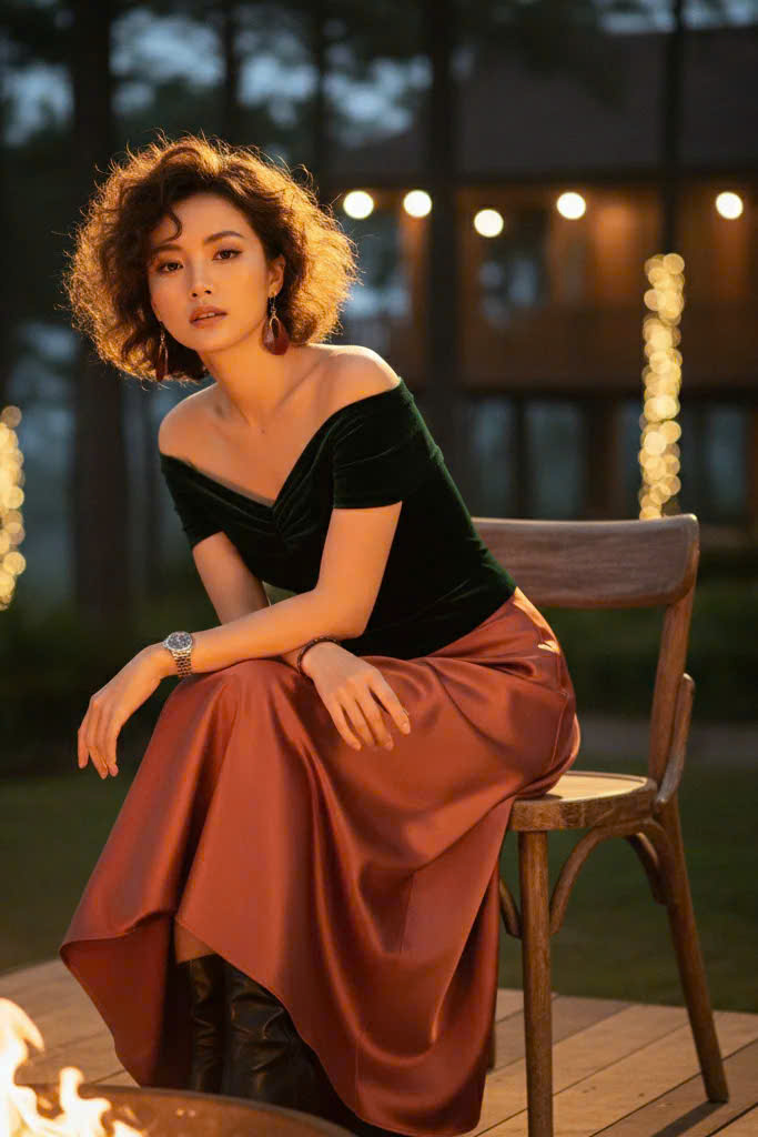 Áo Kiểu Nữ Cao Cấp Áo Trễ Vai Nhung Xanh Thời trang thiết kế Hity TOP115