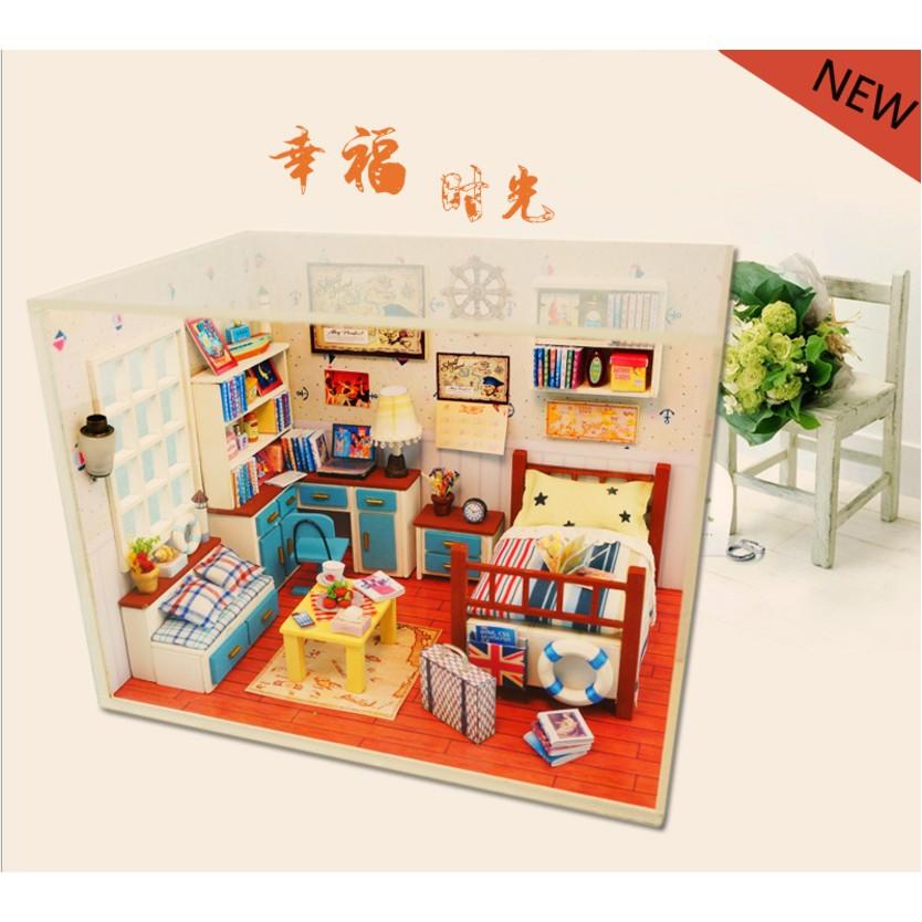 Mô hình phòng ngủ nhà búp bê I-DIY HAPPY TIME với tông màu rực rỡ bắt mắt