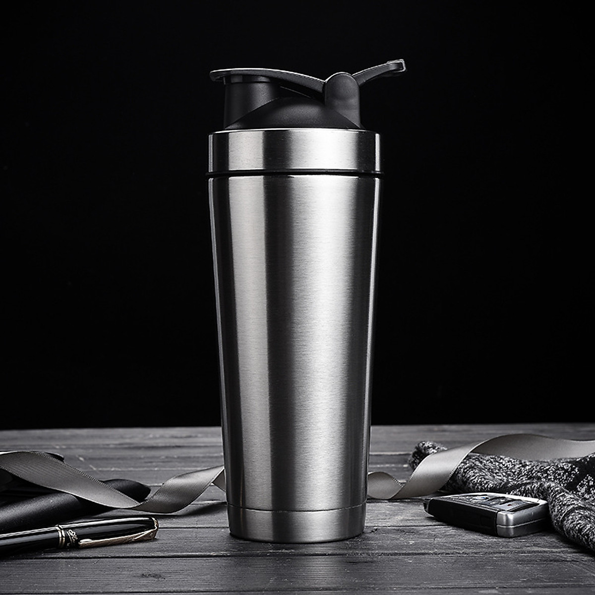Bình lắc gym, bình lắc shaker, bình nước thể thao inox giữ nhiệt + kèm quả lắc Lò Xo - Hàng chính hãng DoDoDios