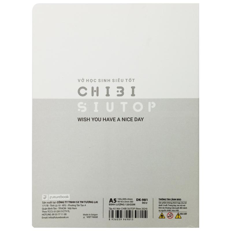 Tập Học Sinh Chibi Siutop A5 - 4 Ô Ly - 96 Trang 120gsm - futurebook DK981 (Mẫu Màu Giao Ngẫu Nhiên)