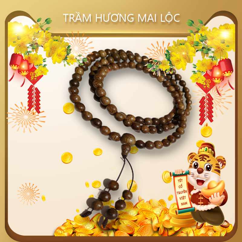Vòng Tay Trầm Hương Chuỗi Tràng Hạt 108 Trầm Tốc Tự Nhiên