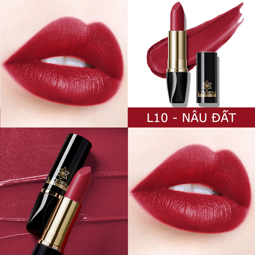 Son Môi Thỏi Lì Cao Cấp Loren Lipstick Trôi Lâu Mềm Mịn Môi Có 10 Màu Lựa Chọn - L10 - Berry Nâu Đất