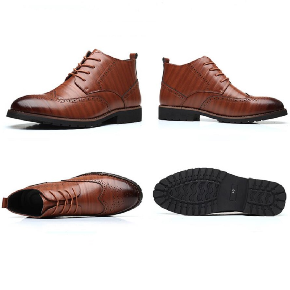 Hình ảnh New men's large size Martin boots fashion trend high-top shoes Brock men's boots leather boots short boots men's shoes