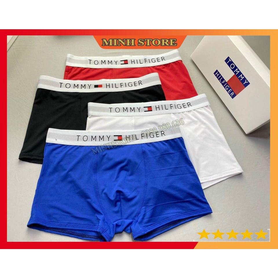 COMBO 4 Quần lót nam boxer thun lạnh cao cấp, quần sịp đùi nam boxer co dãn 4 chiều SD04 (Che tên) - MS66