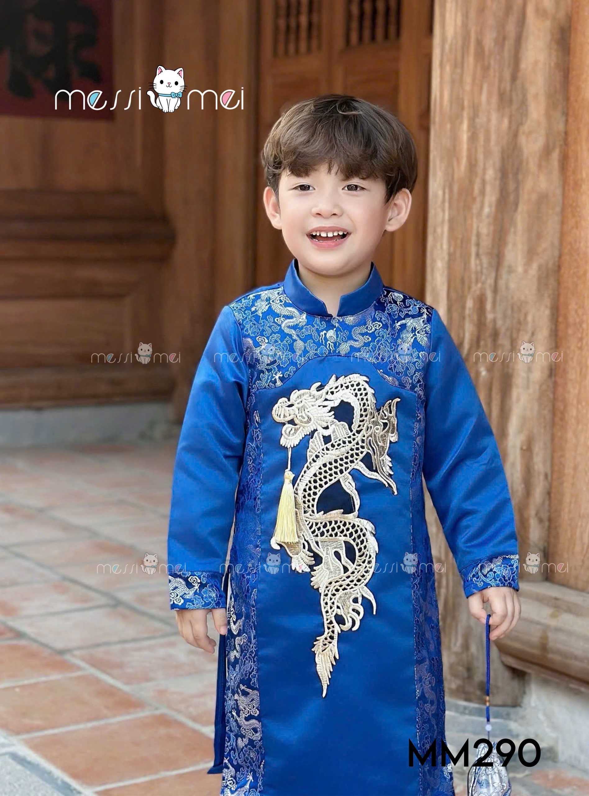 Bộ áo dài cho bé trai mẫu Thanh Long diện lễ tết noel giáng sinh năm mới từ 8-40kg hàng thiết kế cao cấp