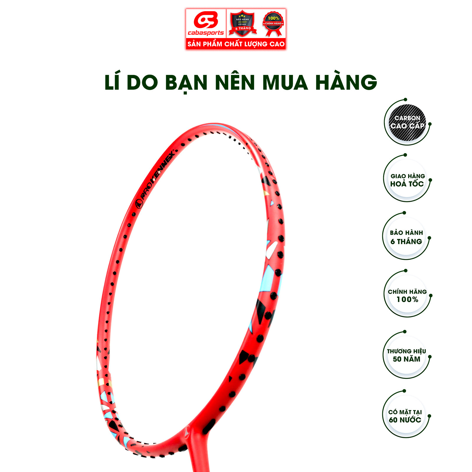 Vợt cầu lông Prokennex THUNDER 7002 chính hãng giá rẻ chuyên công (1 CÂY) - Tặng kèm quấn cán và túi vải Cabasports