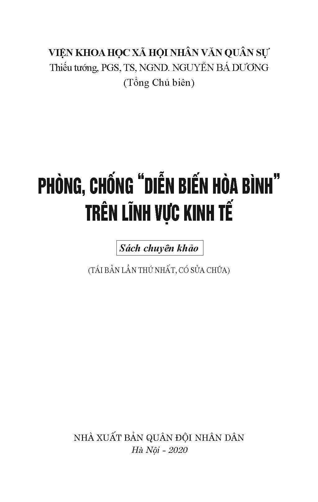 Phòng, Chống &quot;Diễn Biến Hòa Bình&quot; Trên Lĩnh Vực Kinh Tế