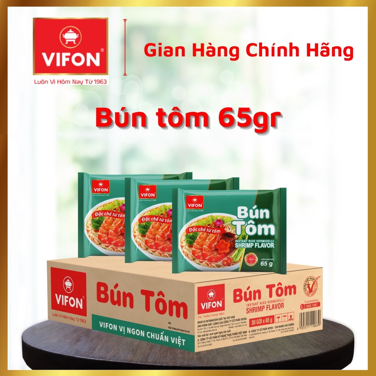Thùng 30 Bún Tôm VIFON (65g / Gói)