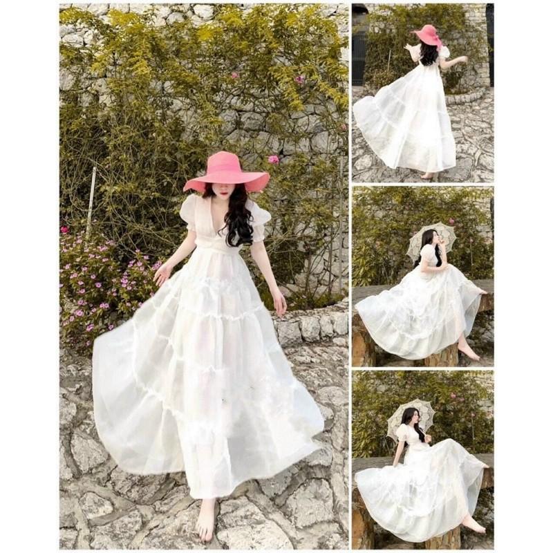 Đầm maxi xoè tầng
