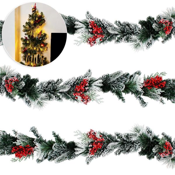 Dây Trang Trí 4 Loại Lá Phủ Tuyết 210 cm - Trang Trí Giáng Sinh - Chaang Chiia LP-G10-SD