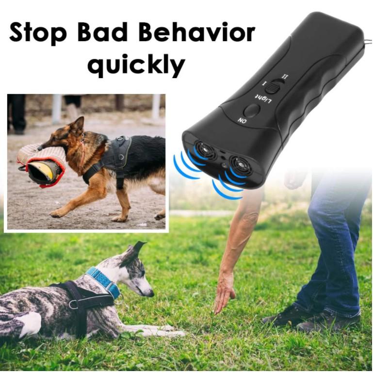 Thiết bị huấn luyện chó bằng sóng siêu âm cầm tay 3 trong 1 với đèn LED kép - Dog Barking Deterrent Devices
