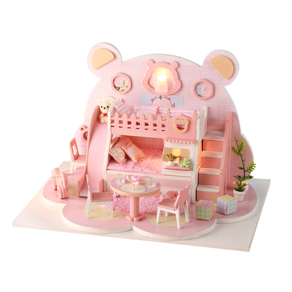 Kit Đồ Chơi Lắp Ráp Nhà Búp Bê Bằng Gỗ Miniatura Với Bộ Quà Tặng Sinh Nhật Nội Thất Đèn LED Giáng Sinh
