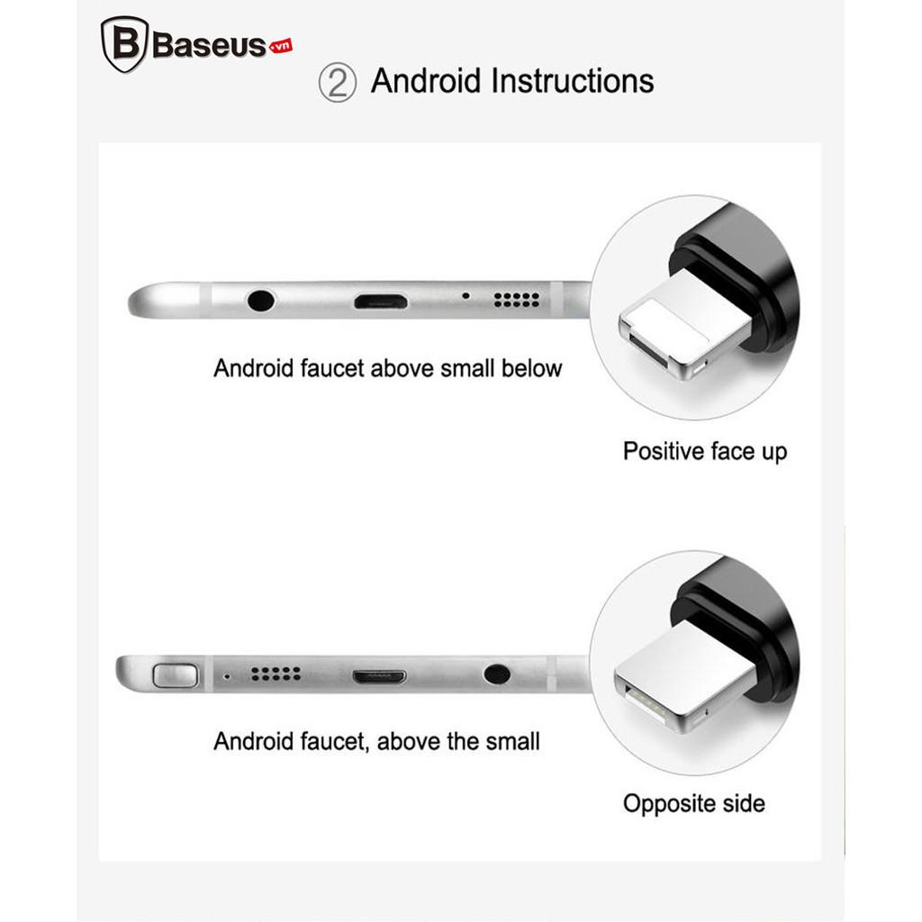 Cáp sạc 2 in 1 dài 23cm màu đen (1 đầu dùng cho cả Android &amp; IOS )hàng chính hãng Baseus