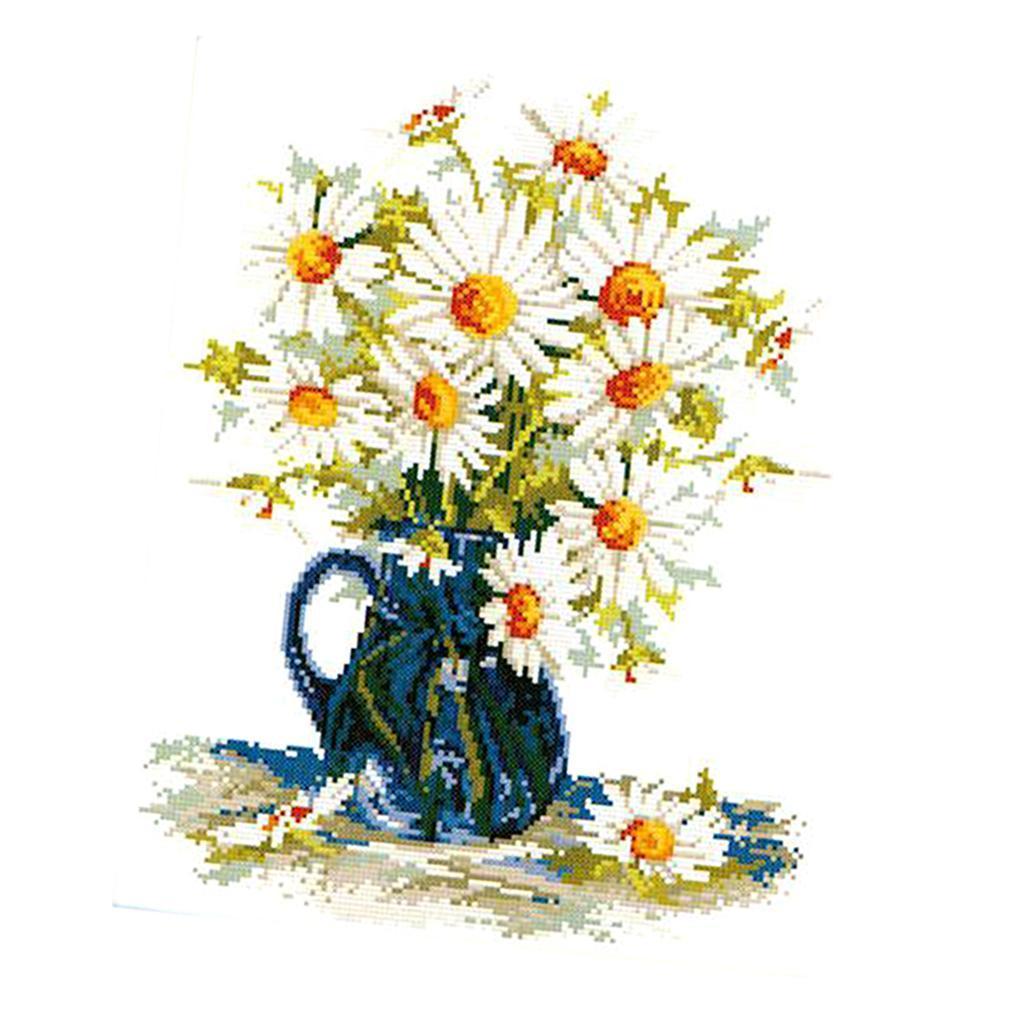 DIY Daisy Stamped Cross Stitch Kits for Children 11CT Counted Needlecrafts