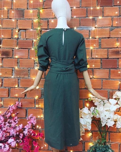 Đầm Linen xanh lá
