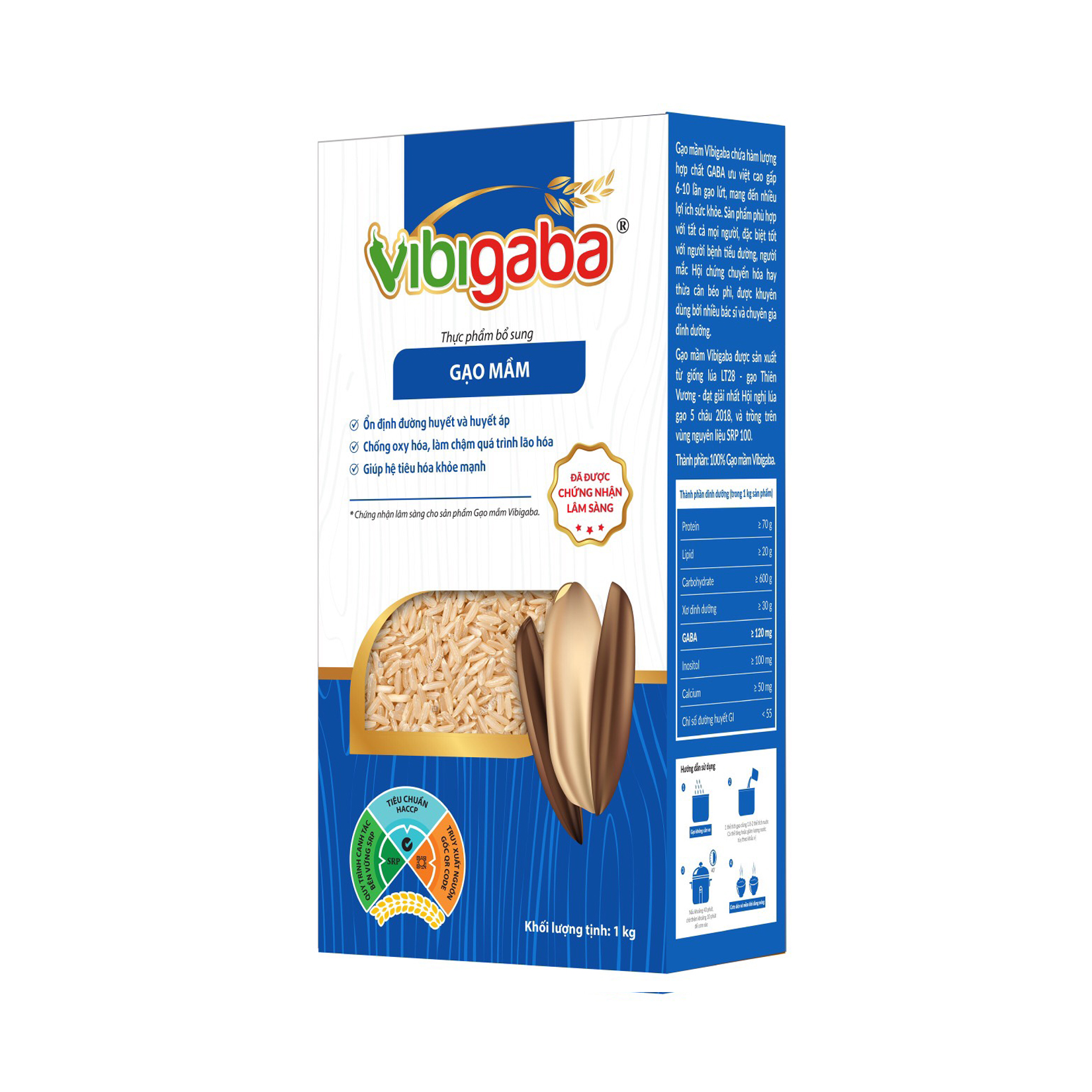 Gạo Mầm Vibigaba Hộp 1Kg - Ổn định đường huyết và huyết áp, làm chậm quá trình lão hóa và giúp hệ tiêu hóa khỏe mạnh