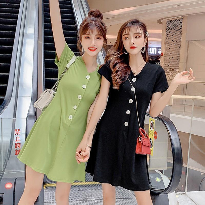 Đầm tay ngắn cổ chữ V thiết kế dáng chữ A thanh lịch