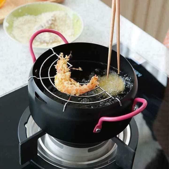 Nồi Chiên Lọc Dầu Kèm Vỉ Gác Chảo 18cm Tiện Dụng
