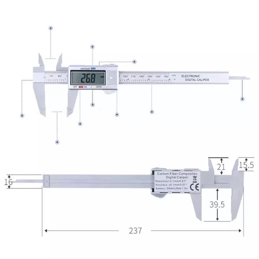 Thước kẹp điện tử 150 mm - Thược cặp điện tử đo cơ khí Loại Tốt