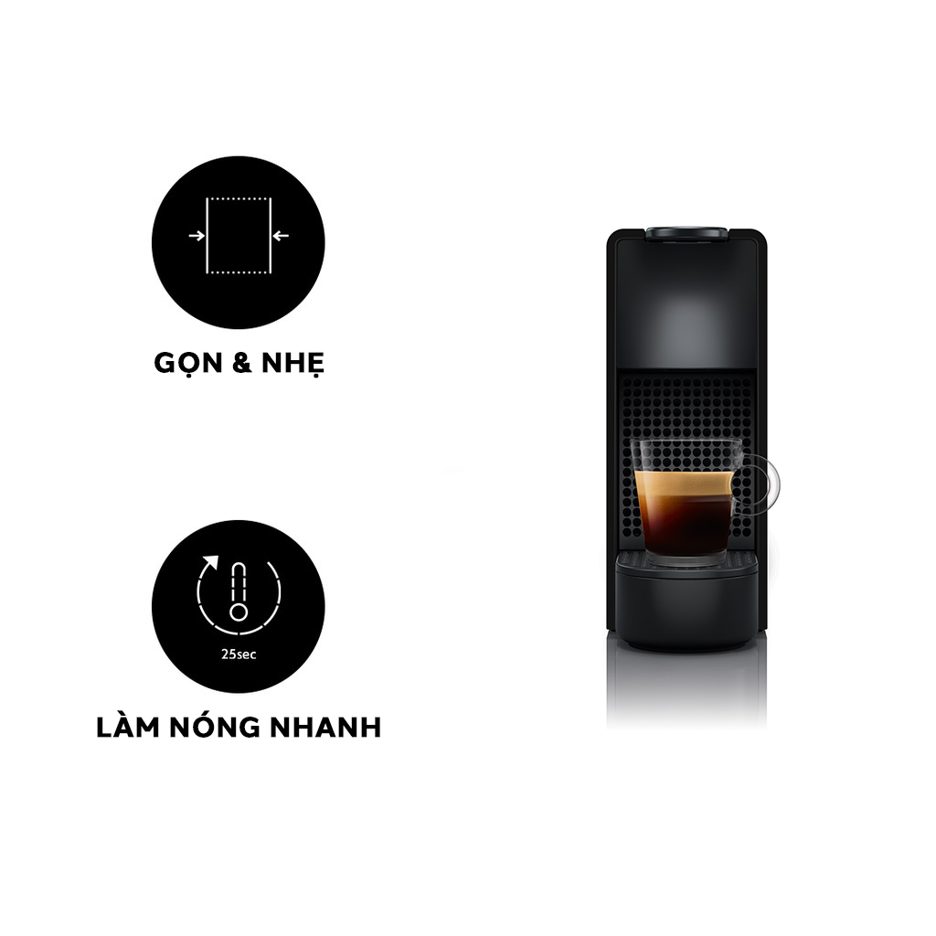 Bộ máy pha cà phê Nespresso Essenza Mini Đen &amp; máy đánh sữa Aeroccino 3 - Hàng chính hãng