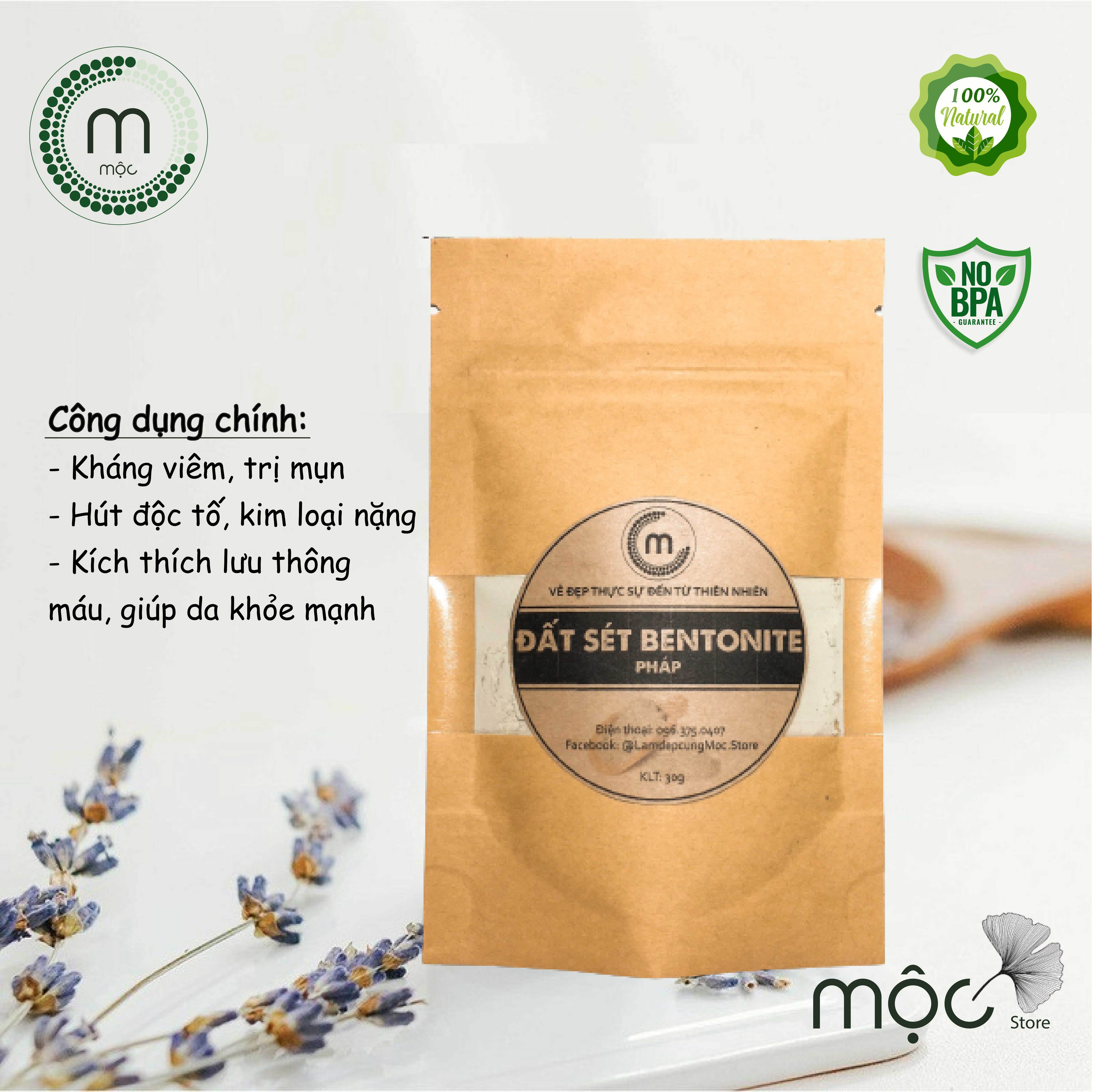 Bột Đất Sét Bentonite Pháp đắp mặt nạ nguyên chất từ thiên nhiên 100ml handmade