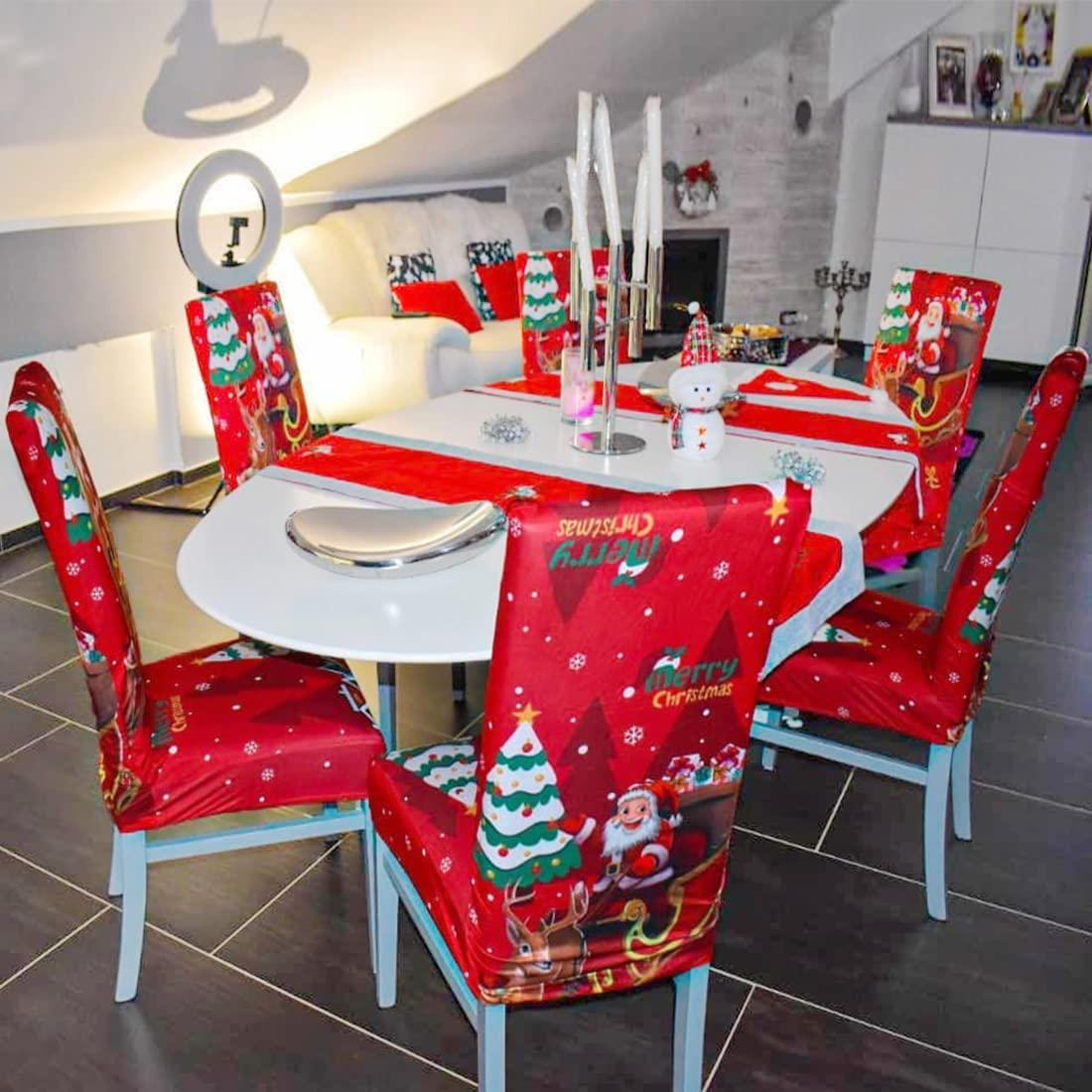 Ghế Giáng sinh bao gồm 4erset Tham chiếu căng thẳng phổ quát Xmas Festive Bìa trang trí Ghế bảo vệ nhà hàng