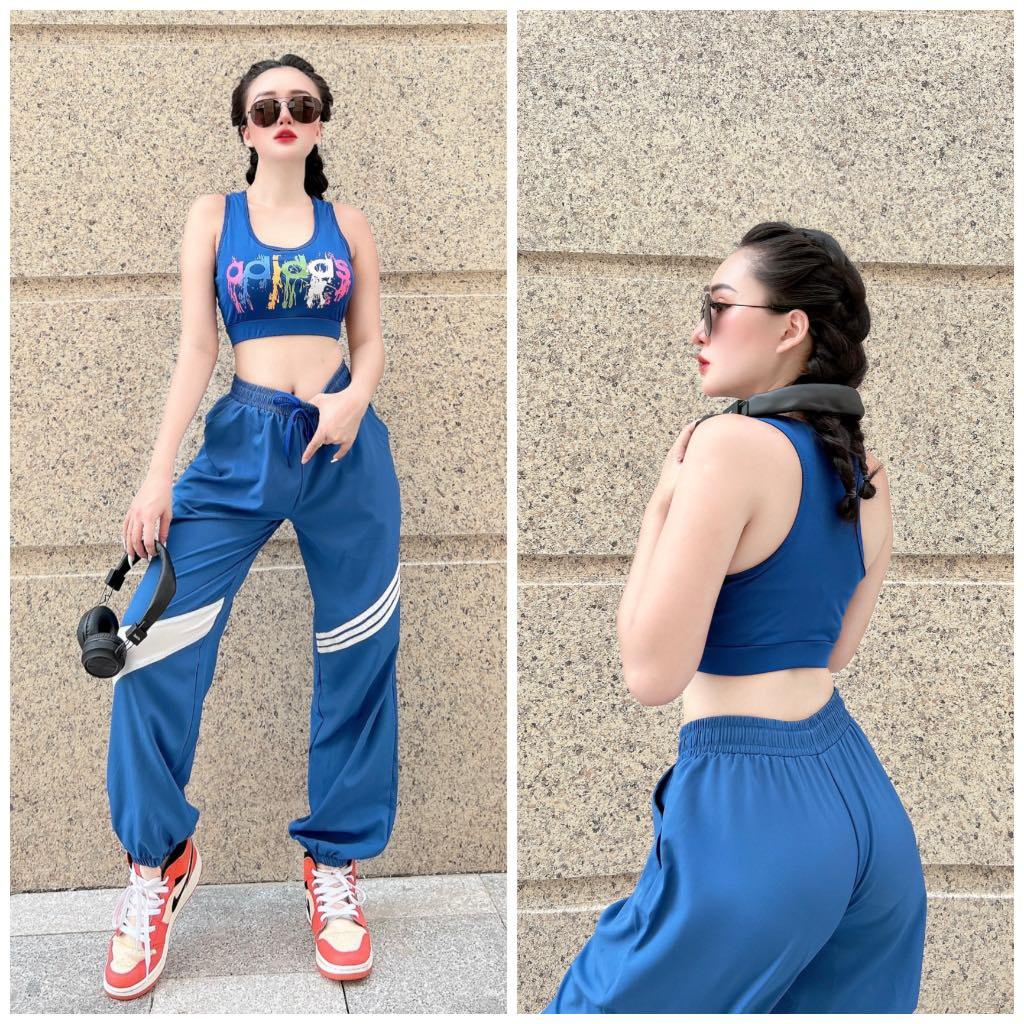 Quần jogger phối viền kẻ chất đẹp tập zumba, aerobic, đạp xe, đi chơi