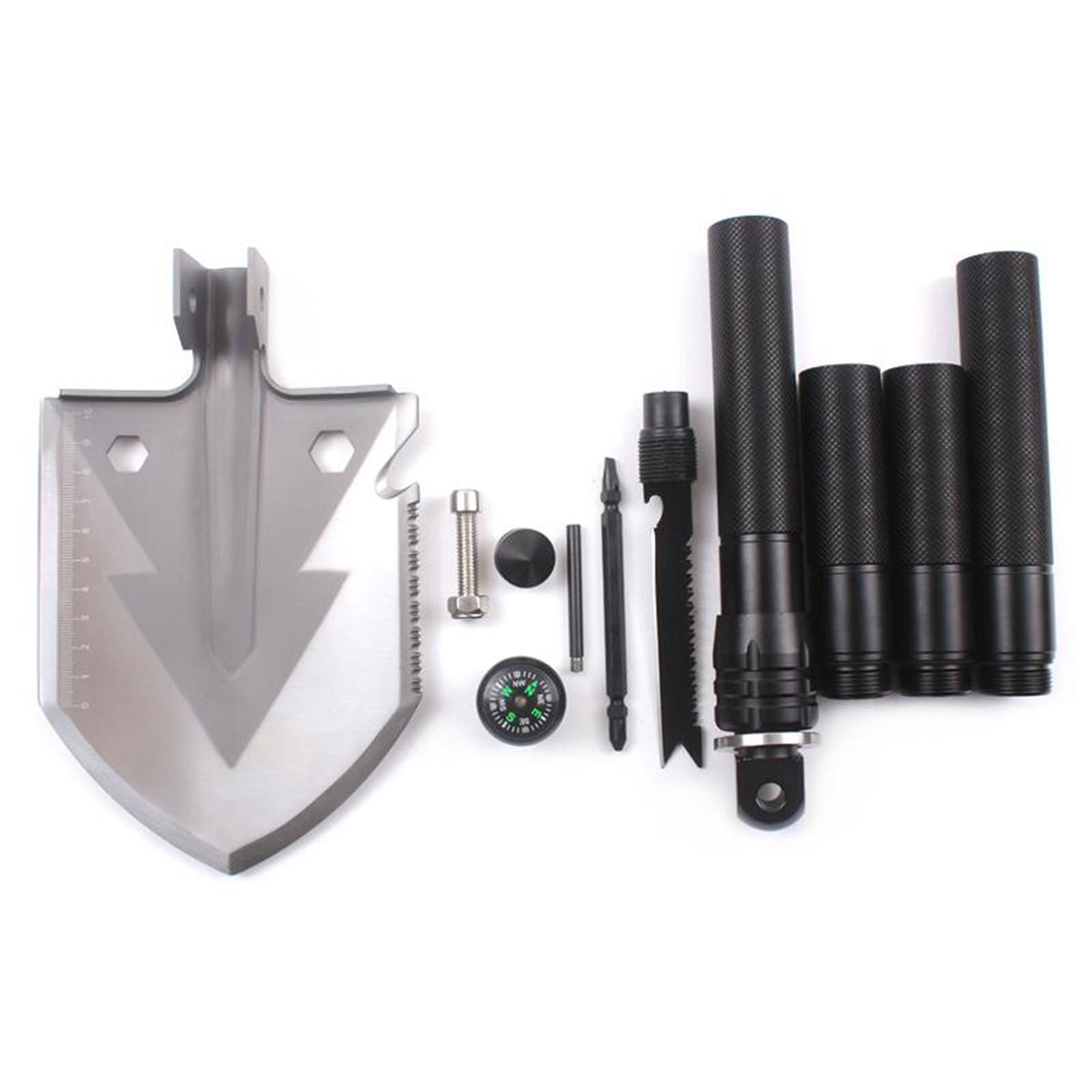 Military Folding Camping Shovel High Carbon Steel Protable Spade Entrenching Tool Extension Handle Shovel with Storage Pouch for Outdoor Camping