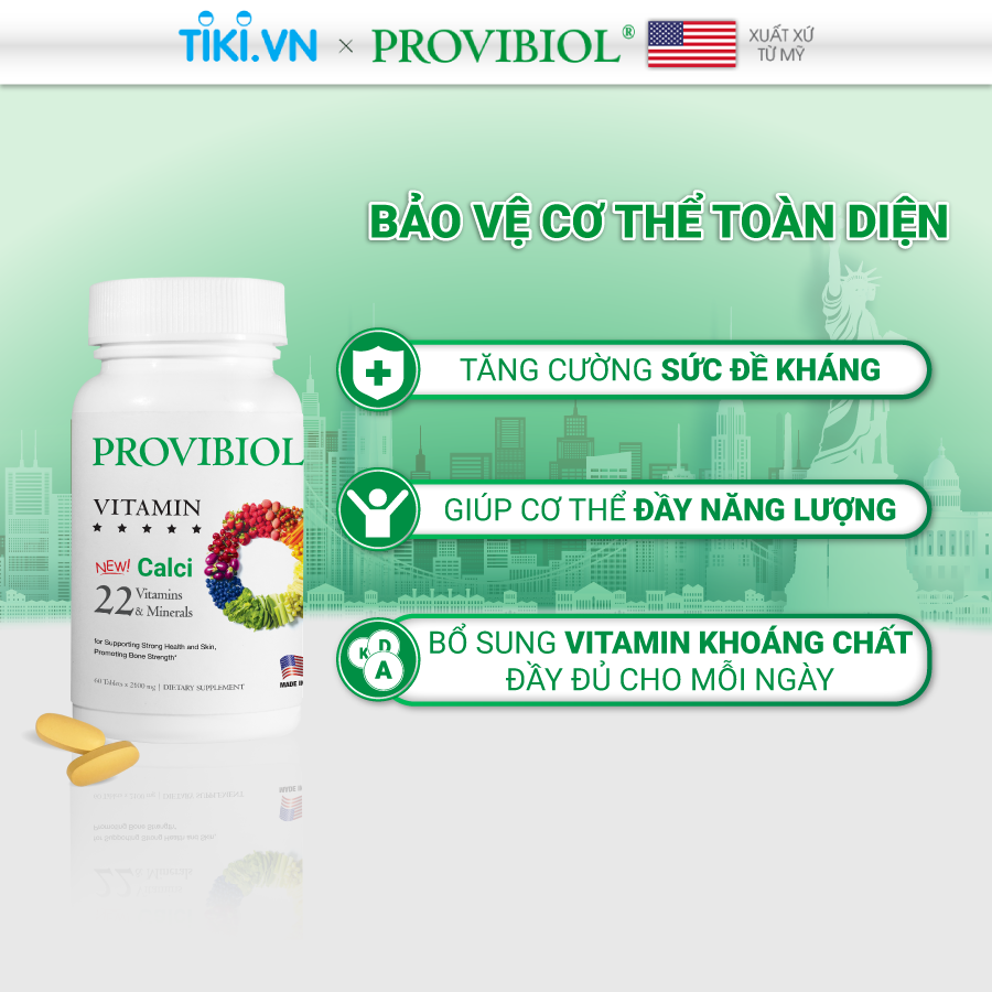 Viên Uống Vitamin Và Khoáng Chất Tăng Cường Sức Khỏe Provibiol Vitamin 30 viên