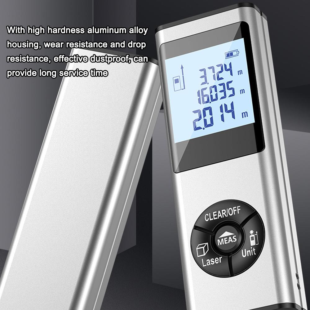 Handheld Laser Rangefinder Distance Meter Area Volumes Measurement Device Building Surveying Equipment LCD Display with Backlight