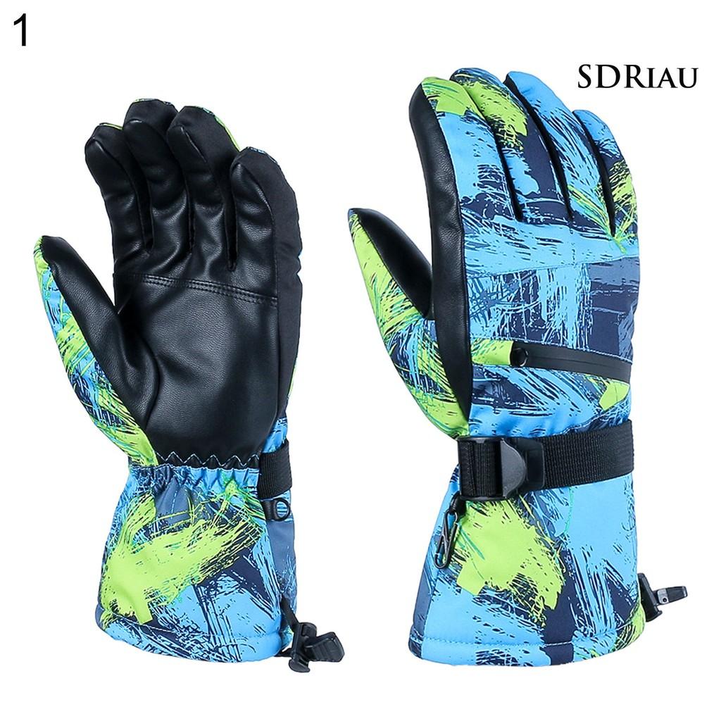 Găng Tay Trượt Tuyết Kẻ Sọc In Chữ Graffiti Chống Thấm Nước Unisex