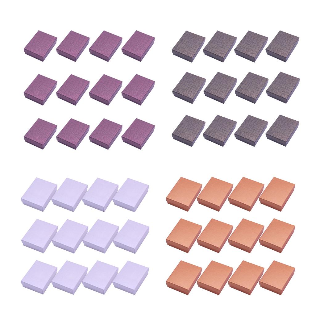 12pcs Cardboard Jewelry Box w/ Sponge Rings Box Square Gift Box Purple