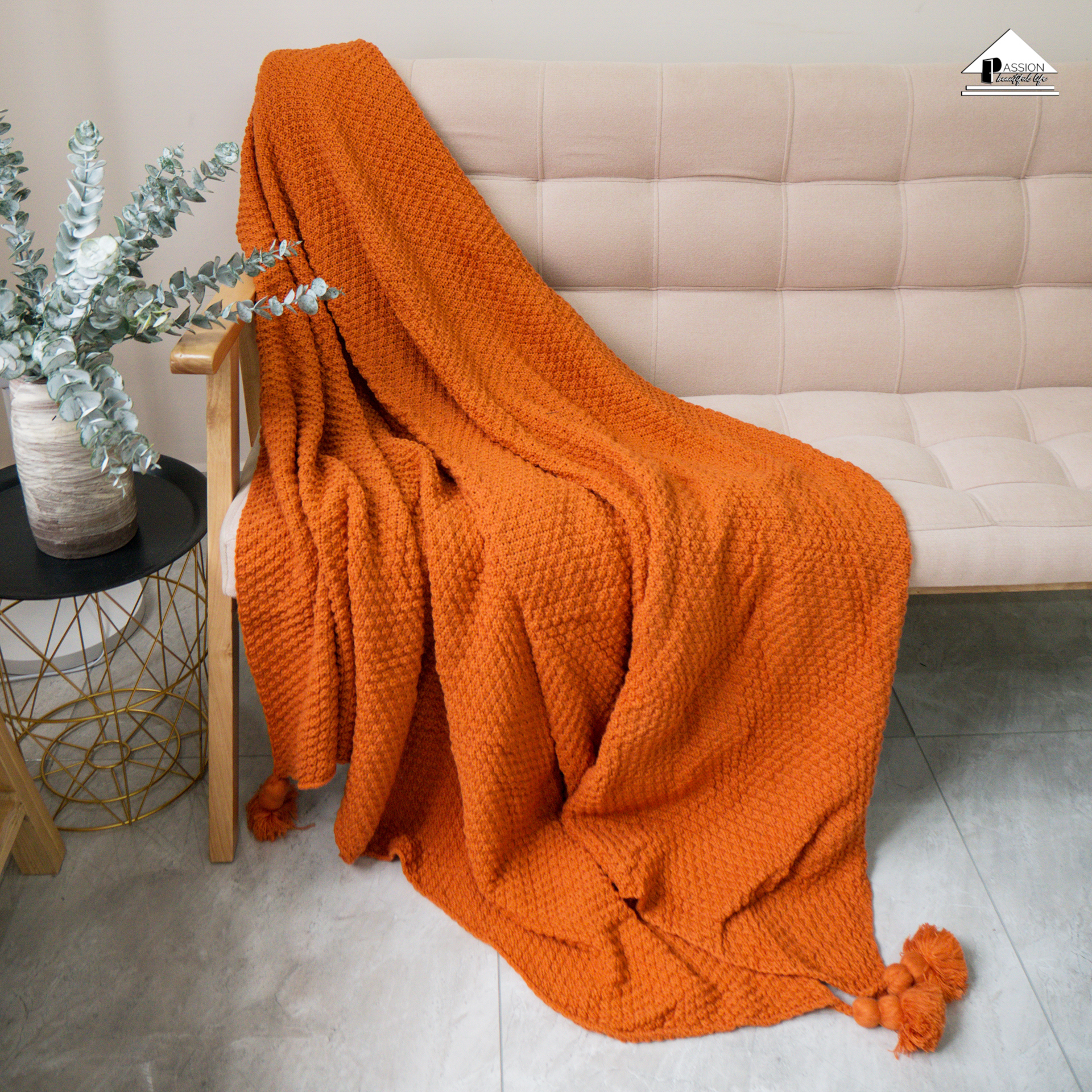 Chăn Đan Len Dệt Sợi Đính Tua Rua Trang Trí Ghế Sofa Giường Ngủ Bắc Âu